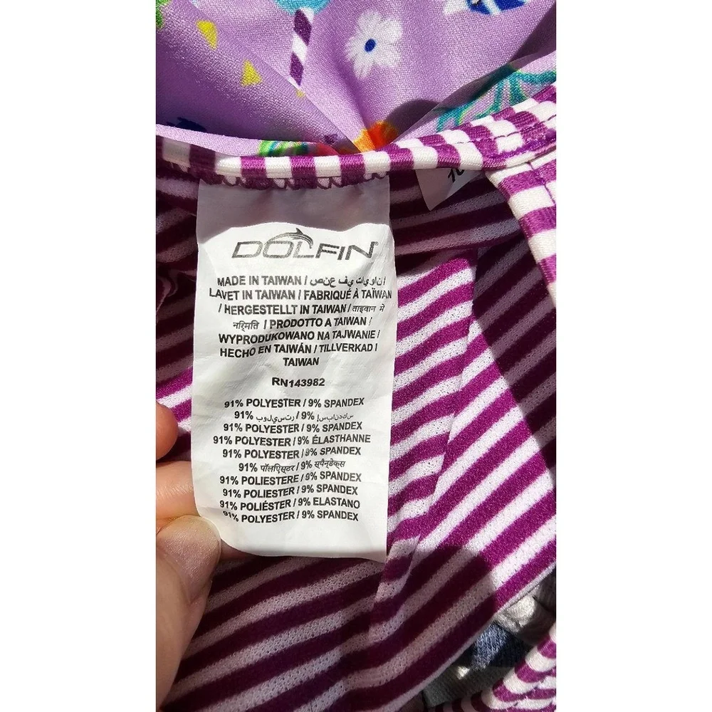 DOLFIN Girls One-Piece Swimsuit Size 10 Purple Marine‎ Life Chlorine Resistant